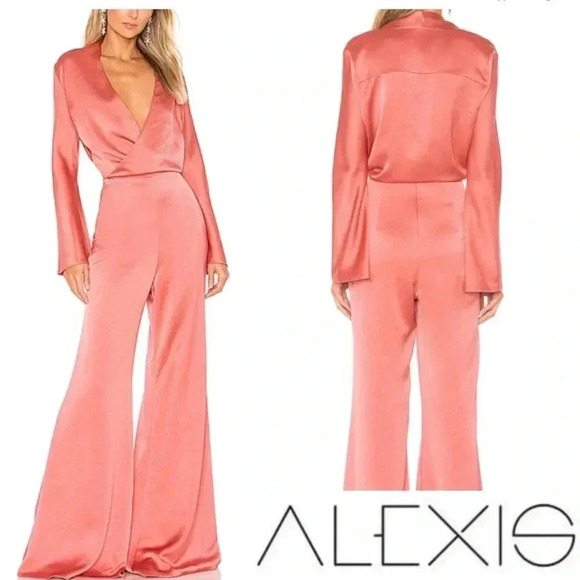Alexis Raine Jumpsuit ​/​ Mono largo satinado color Salmón Large - Picture 10 of 10